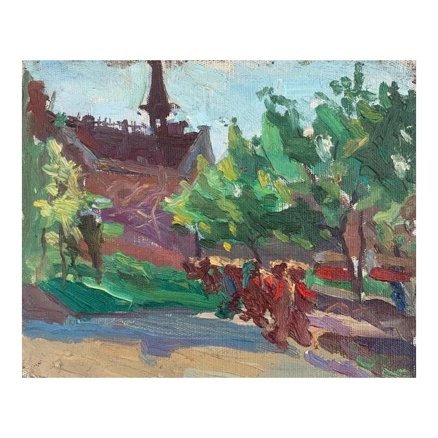 Vintage Urban Oil Painting: Ukrainian Cityscape, 1960s Art 13-23 For Sale