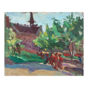 Vintage Urban Oil Painting: Ukrainian Cityscape, 1960s Art 13-23