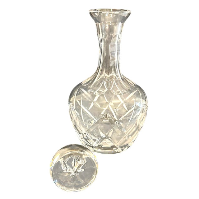 Vintage Crystal Glass Decanter With Stopper Featuring Diamond Cut Pattern For Sale - Image 10 of 12