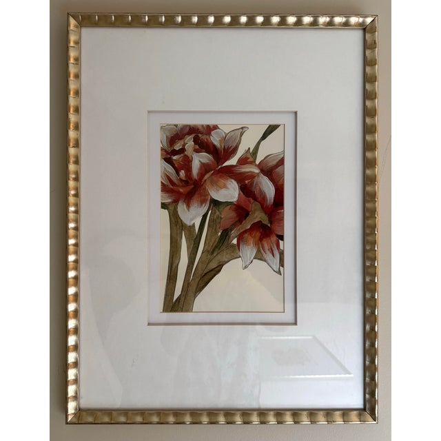 Ivory Set of 3 Lauren Galleries Framed Hand-Embellished Botanical Floral Prints For Sale - Image 8 of 11