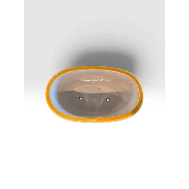 Burgundy 1990s Handmade Italian Glazed Ceramic Oval Planter With Applied Fruit Garland, New For Sale - Image 8 of 10