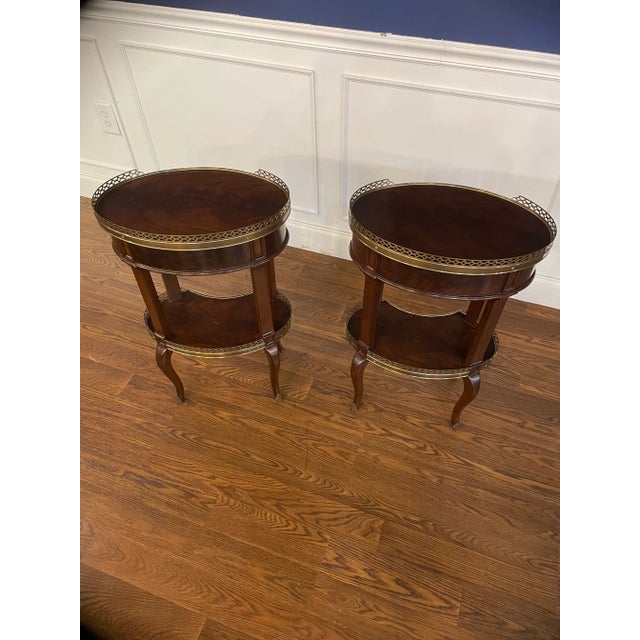 Pair of Oval Mahogany Lamp Tables by Leighton Hall - Showroom Samples For Sale - Image 4 of 7