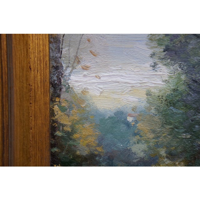Late 20th Century Impressionist Figure in Red Forest Landscape Oil Painting on Canvas 18" For Sale - Image 10 of 10