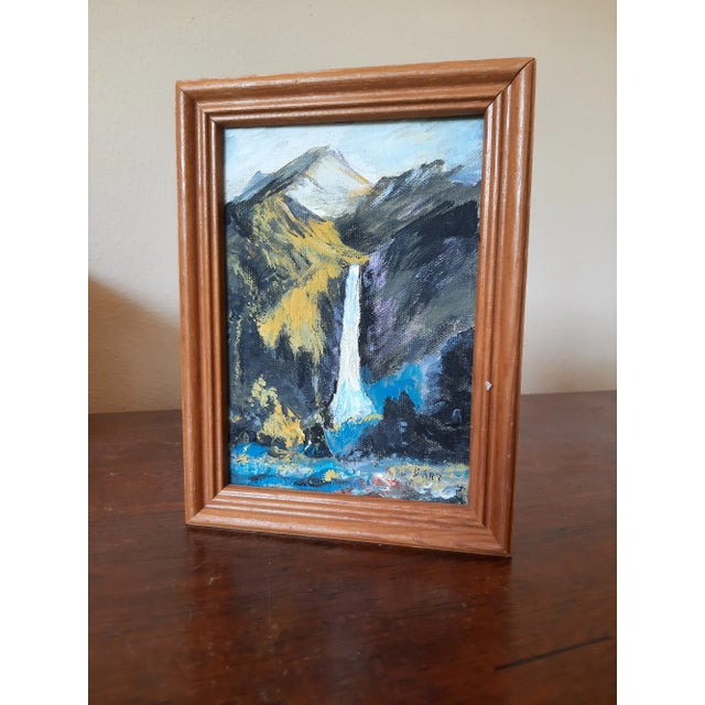 Traditional Waterfall Mountain Painting Centenarian Artist For Sale - Image 3 of 5