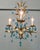 Vintage French Turquoise Crystal and Tolewear Chandelier, 1920 For Sale - Image 6 of 9