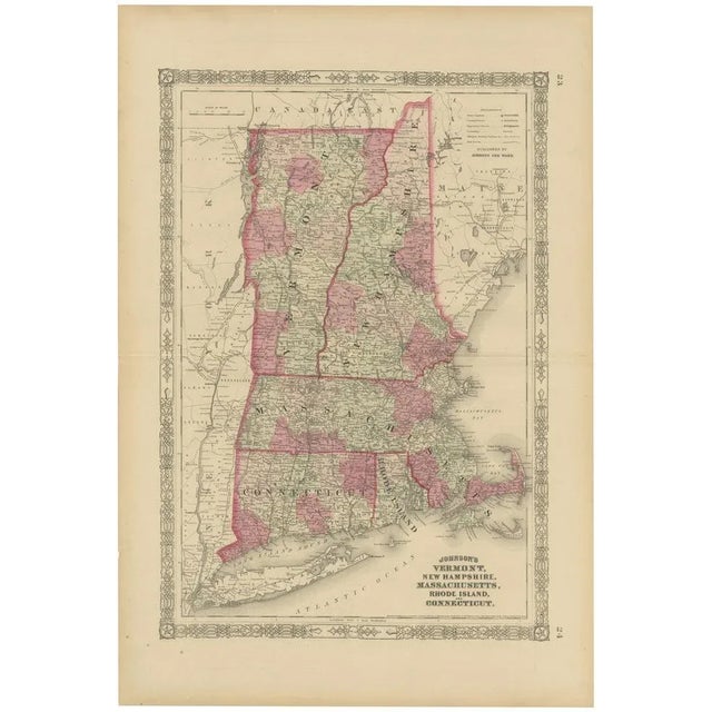 Civil War Era Map of Vermont, New Hampshire and Southern New England, 1864 For Sale - Image 10 of 10