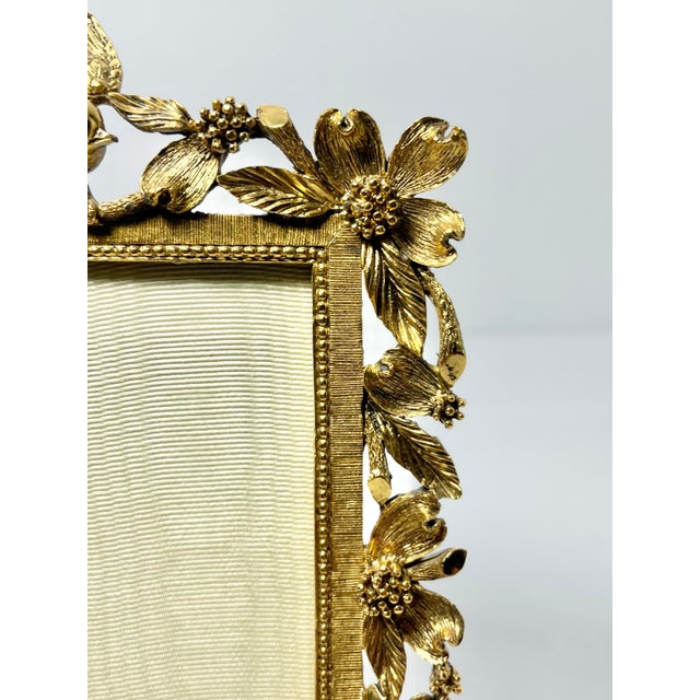 1960s Matson Ormolu Bird Dogwood Flower Gold Tone Rectangle Picture Frame For Sale - Image 4 of 10