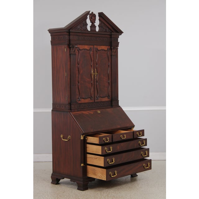 1990s Henkel Harris Mahogany Chippendale Documents Secretary Desk For Sale - Image 5 of 18