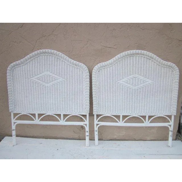 White Wicker Coral Bay Style Twin Headboard - Set of 2 For Sale - Image 11 of 13