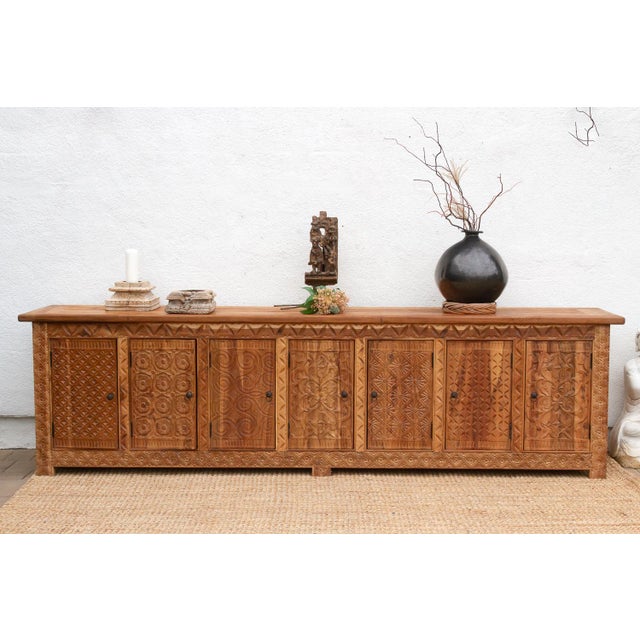 120" Long Coromandel Coast Carved Sideboard For Sale - Image 12 of 12