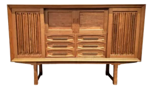 Mid Century Scandinavian Danish Brutalist Oak Sideboard by Henning Kjaernulf