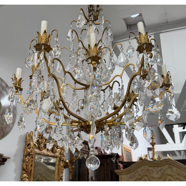 Metal Vintage St Louis French Crystal & Bronze Chandelier For Sale - Image 7 of 7