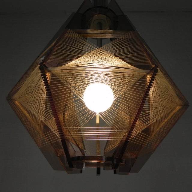 Vintage Acrylic Glass and Nylon Wire Pendant Lamp by Paul Secon for Sompex, 1960s For Sale - Image 15 of 18