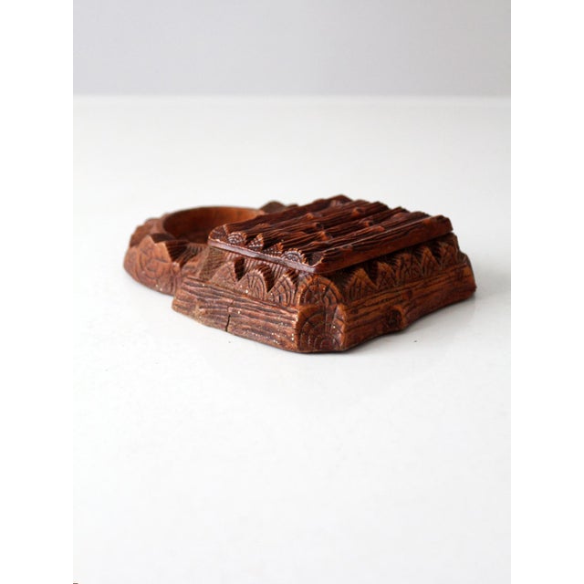 Vintage 1950s Multi Products Faux Bois Dresser Box and Ashtray For Sale - Image 6 of 15