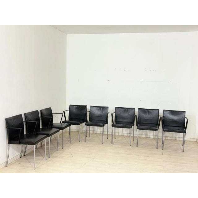 Conference Chairs in Black Leather, Set of 8 For Sale - Image 18 of 18
