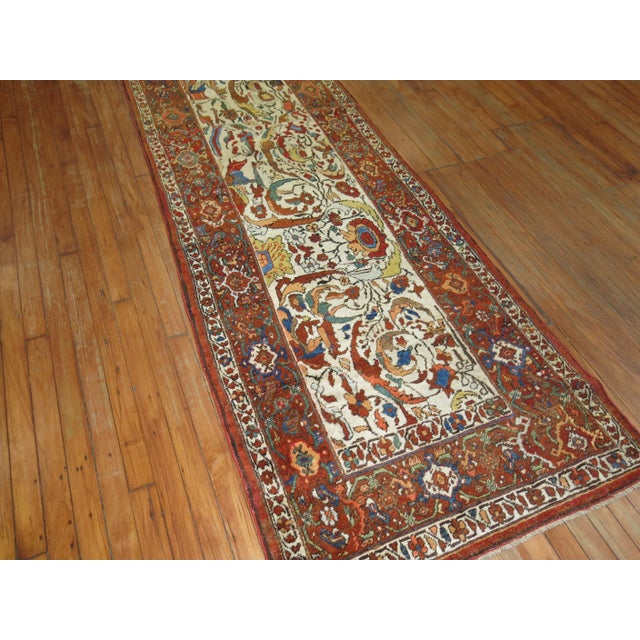 Zabihi Collection Ivory Persian Antique Runner - 2'11" x 15'1" For Sale - Image 9 of 10