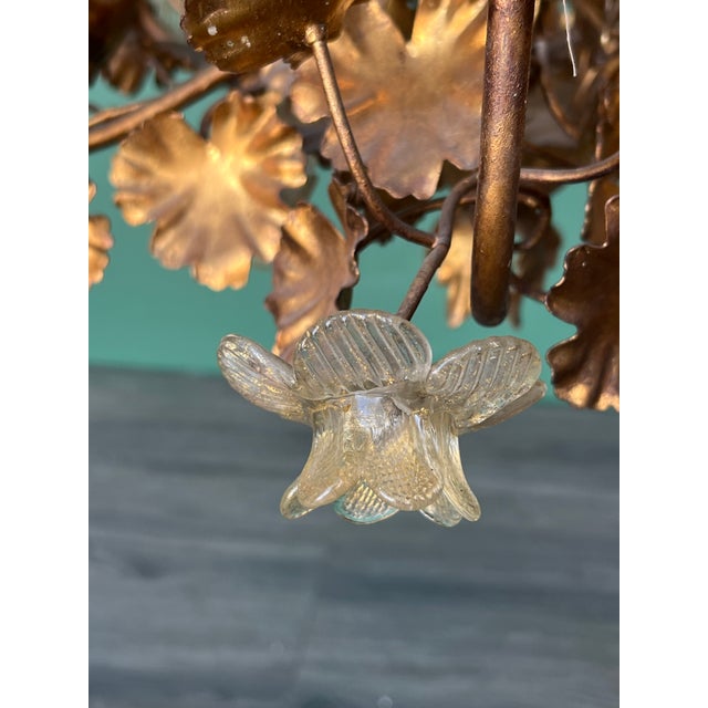 1960s Hollywood Regency Gilt Metal and Glass Roses Chandelier, Italy For Sale - Image 11 of 18