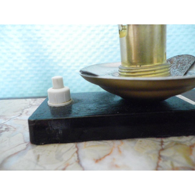 Table Lamp with Marble Base, Brass Bird Decoration and Opaline Lampshade, 1940s For Sale - Image 10 of 17