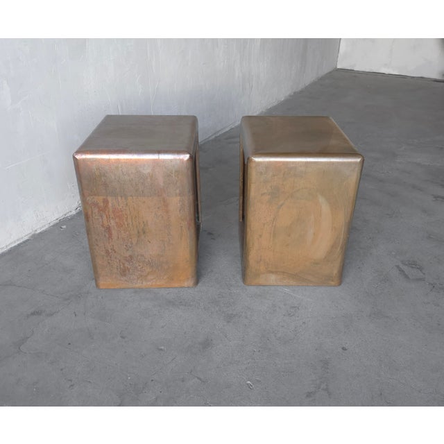 1970s Bespoke Patinated Copper Headboard and Nightstand Set For Sale - Image 12 of 18