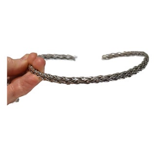Vintage Artisan Made Woven Sterling Silver Choker Collar For Sale