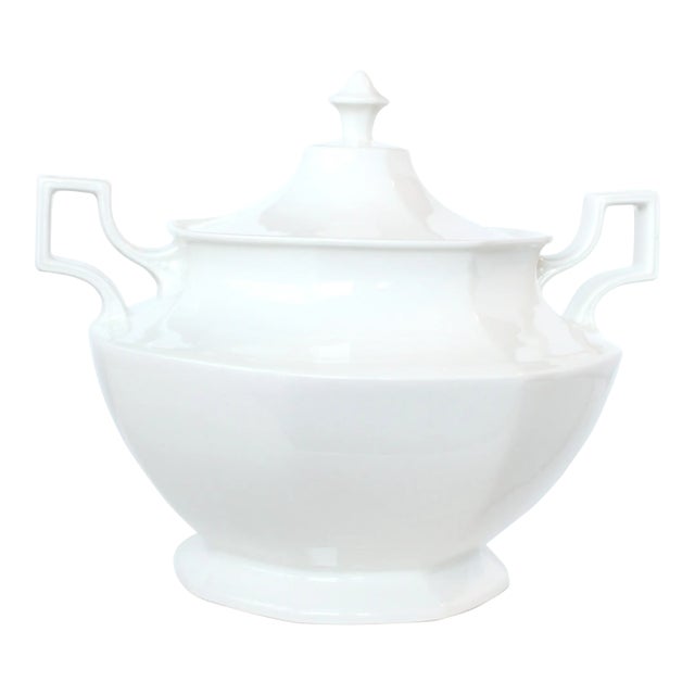 Lrg. White English Jonhson Bros. Ironstone Tureen 10.5" For Sale