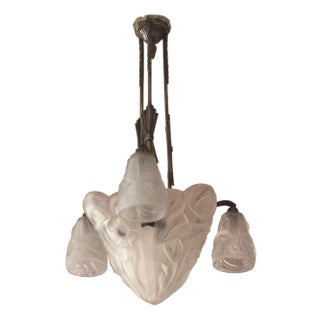 French Art Deco Pendant Lamp by David Gueron for Verrerie d'Art Degué, 1930s For Sale