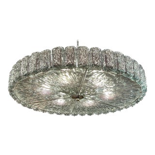 Custom Murano Blue/Green Wave Glass Disc Form Chandelier For Sale