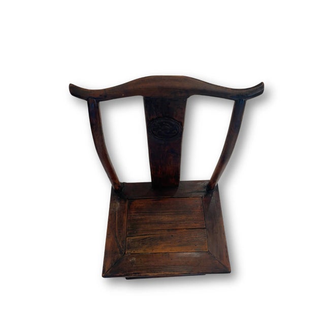 Pair of 19th-Century Chinese Yoke-Back Chairs in Carved Yumu Wood For Sale - Image 9 of 9