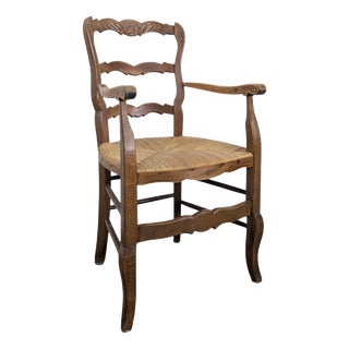 Louis XV Style Straw-Seated Armchair For Sale