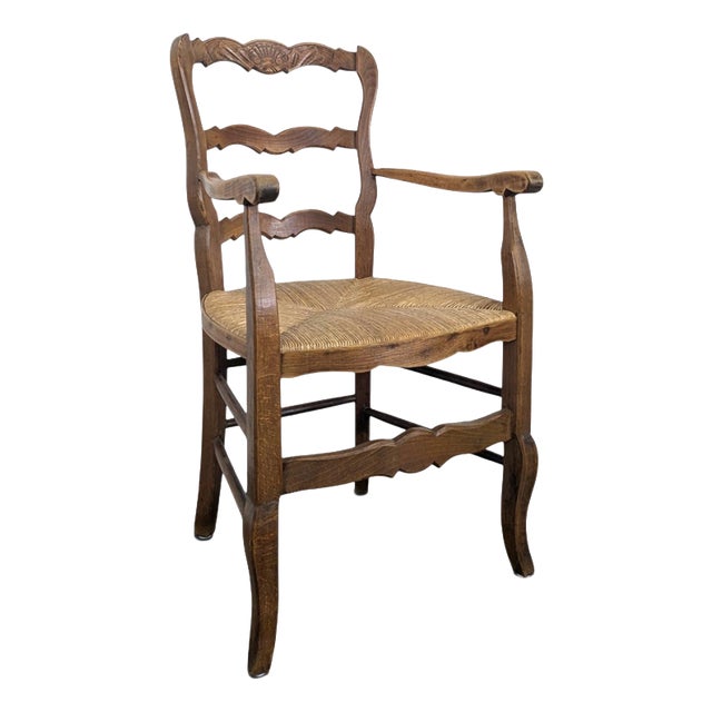 Louis XV Style Straw-Seated Armchair For Sale