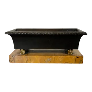 Antique 19th Century Grand Tour Patinated and Gilt Bronze Model of a Roman Bath Tub Mounted on Siena Marble Plinth