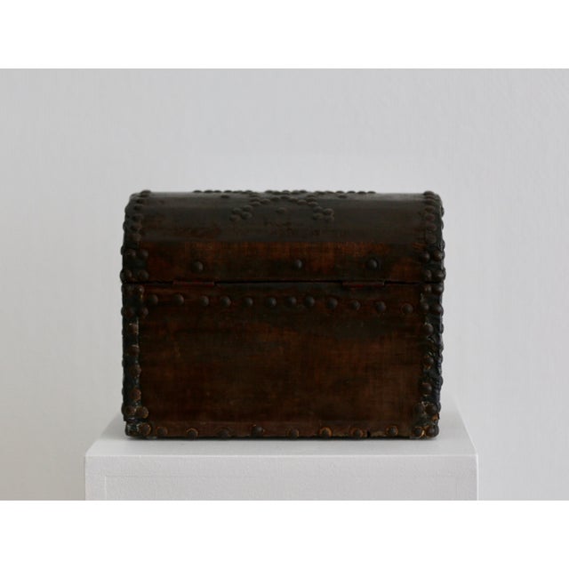Antique Travel Box with Lock in Studded Oak, France, 18th Century For Sale - Image 6 of 8
