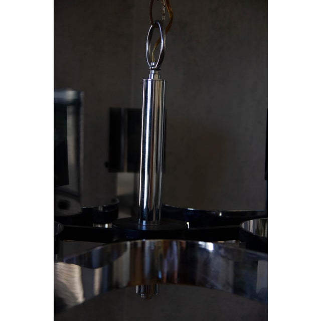 Mid-Century Modern 1970s Sciolari Chrome and Cast Smoked Plexiglass Ice Cube Chandelier For Sale - Image 3 of 6