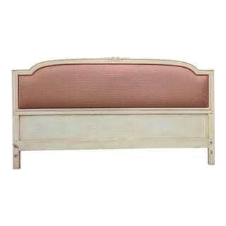 Hotel Carlyle Upholstered Painted White Wood Framed King Headboard For Sale
