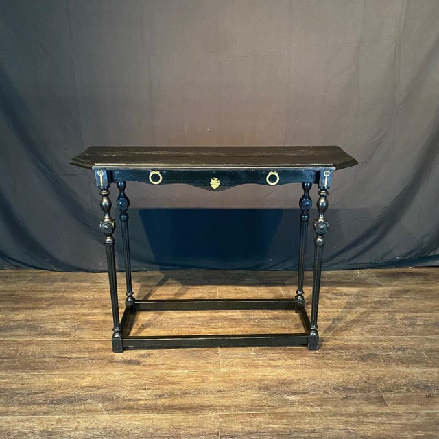 Ebonized Wood Spanish Sofa Table or Console With Turned Legs For Sale - Image 4 of 12