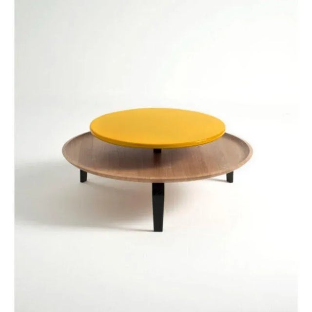 Secreto 60 coffee table, yellow, “Mitzouko” by Colé Italia Dimensions: H.32; base plate ø 60 top ø 45 cm Materials: Coach...