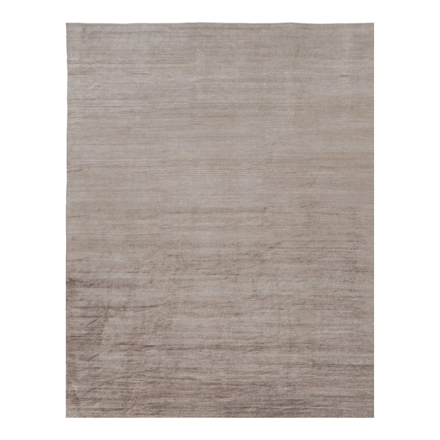 Rug & Kilim’s Oversized Modern Textural Rug in Brown, White and Beige Striae - 14x18 For Sale