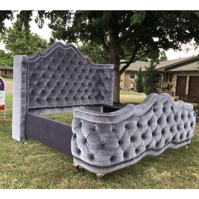 Custom California King French Tufted Bed with Rounded Footboard Chairish