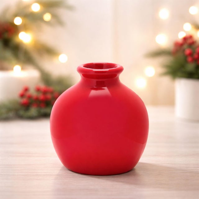 Add a pop of vibrant color to your décor with this Red Mini Dolomite Bud Vase Set. Featuring a smooth, rounded silhouette...