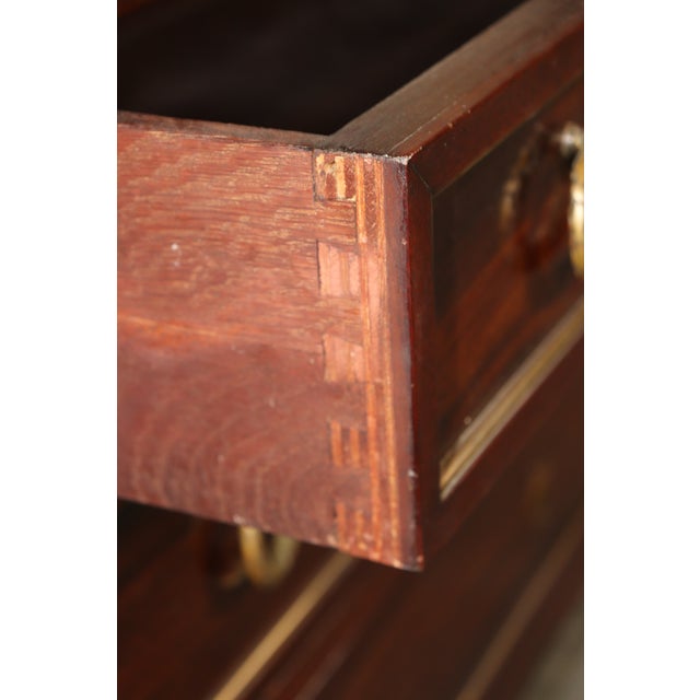 French Louis XVI Directoire Style Brass Mounted White Marble Top Commode For Sale - Image 12 of 12