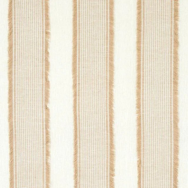 Fashion comes home with this wonderfully stylish casement that has wide woven stripes and playful, hand-cut fringe. Sold...