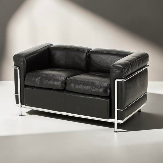 LC2 Two-Seater Sofas by Le Corbusier, Charlotte Perriand & Pierre Jeanneret for Cassina, Set of 2 For Sale - Image 5 of 13