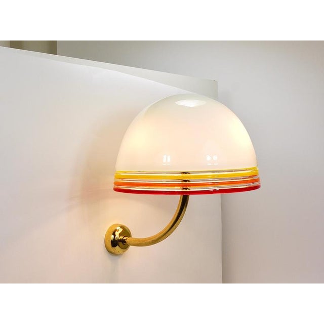 Febo Wall Lamps Sconces in Brass & Murano Glass by Roberto Pamio for Leucos, Italy, 1970s, Set of 2 For Sale - Image 12 of 18