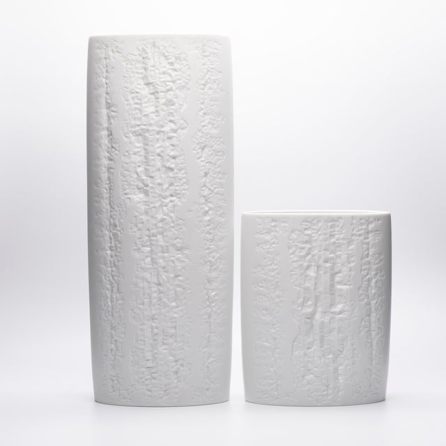 Modern White Bisque Porcelain Vases by Martin Freyer for Rosenthal, 1975, Set of 2 For Sale - Image 3 of 13