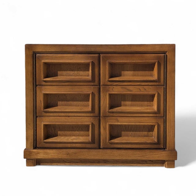 Pair of Mid-Century Modern Oak Nightstands With Paneled Drawer Fronts For Sale - Image 15 of 18