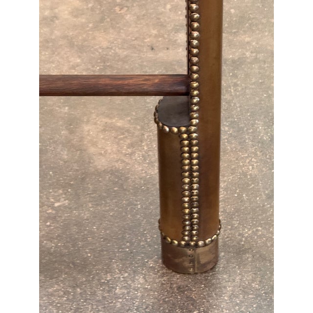Wood British Leather and Brass Studded Elephant Ladder For Sale - Image 7 of 15