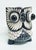 Impressive hand painted monochrome wooden owl with large 3D pupils and highly detailed eye playe. Made of several wood...