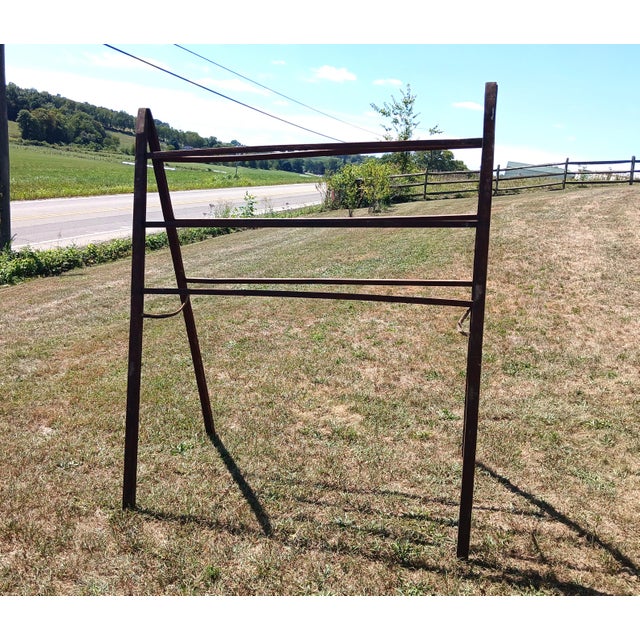 Antique Roosting Fold Up Ladder Rack Original Old Red Paint 1880s For Sale - Image 9 of 13
