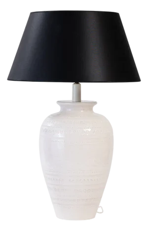 Table Light in White Carved Ceramics by Aldo Londi for Bitossi, Italy, 1974