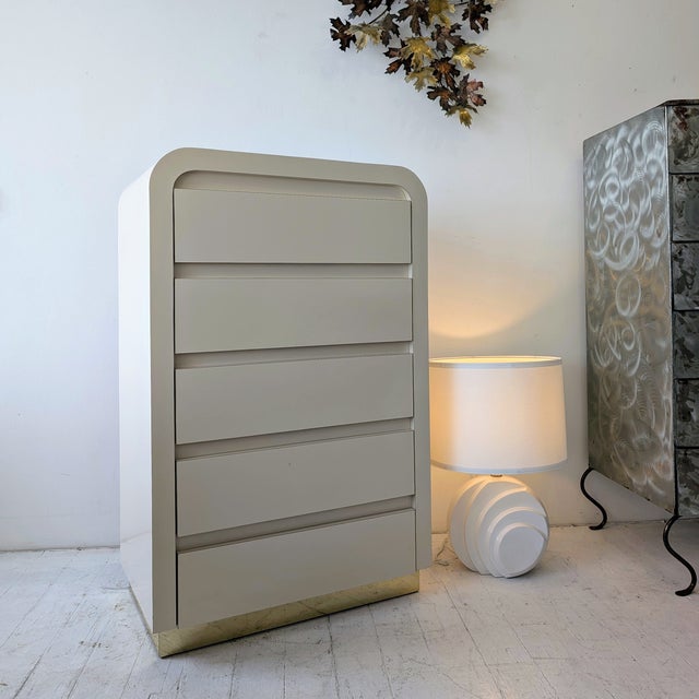 Vintage Laminate Waterfall Chest of Drawers, 1980s For Sale - Image 4 of 12